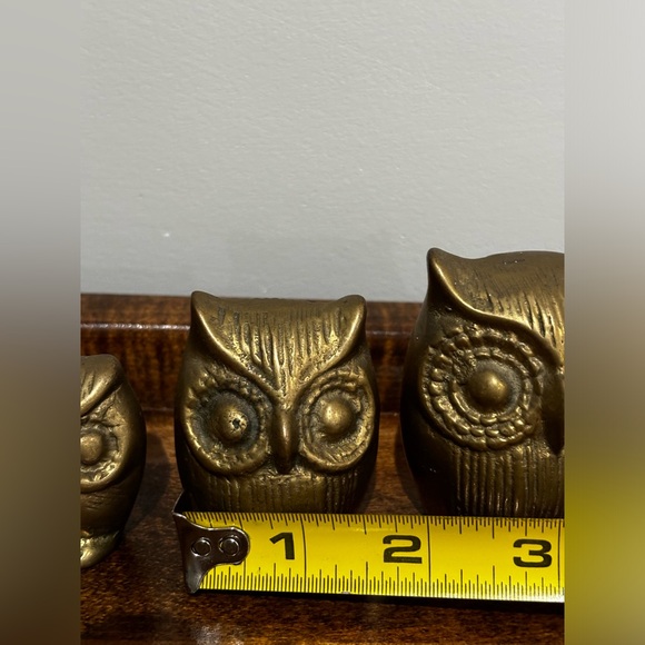 Set of 3 Brass Owls - Picture 10 of 12